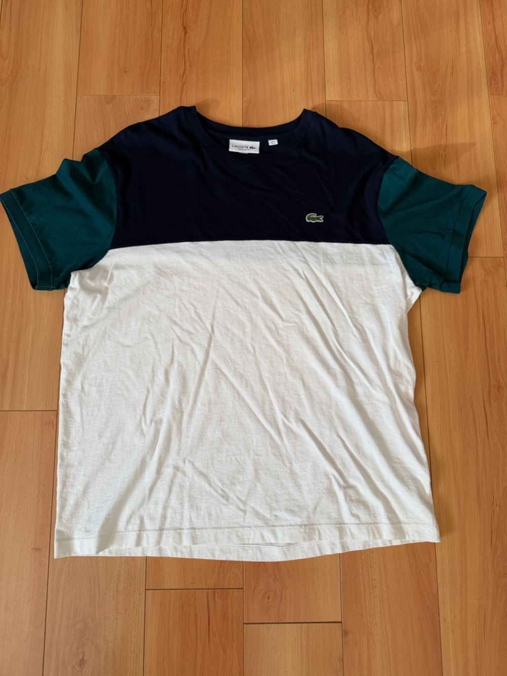 Lacoste Navy, White & Green Block Short Sleeve Tee